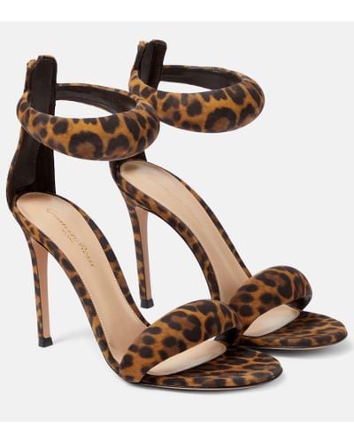 Gianvito Rossi Bijoux Leopard-print Leather Sandals - Brown
