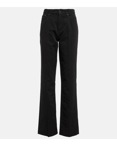The Row Carlon Mid-rise Cotton And Linen Trousers - Black