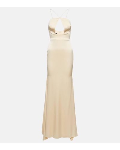 Alex Perry Drake Halterneck Cutout Satin Gown - Natural