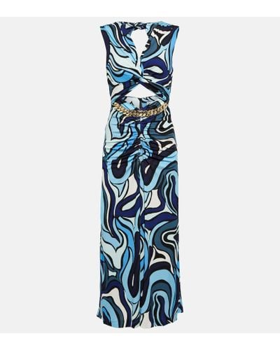 Rebecca Vallance Mira Printed Cutout Midi Dress - Blue