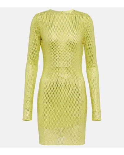 Stella McCartney Vestido corto con cristales - Amarillo