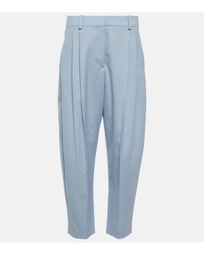 Stella McCartney Pantalon raccourci en laine - Bleu