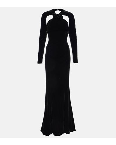 Alessandra Rich Cutout Velvet Gown - Black