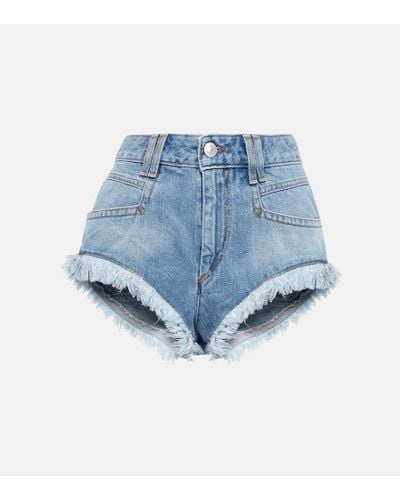 Isabel Marant Shorts di jeans Eneidao con frange - Blu