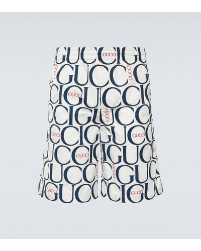 Gucci Shorts estampados con logo - Blanco