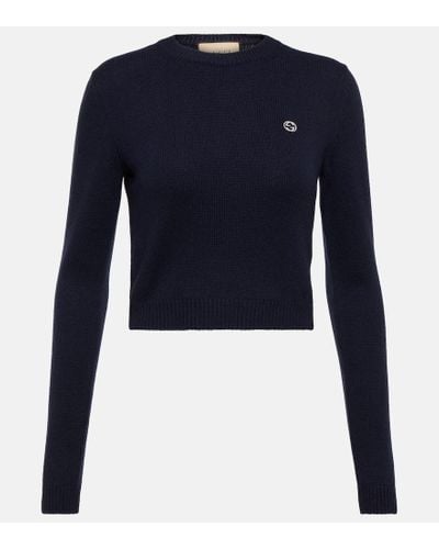 Gucci Interlocking G Wool And Cashmere Sweater - Blue