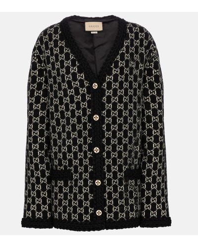 Gucci Jacquard-knit Wool Cardigan - Black