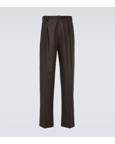 Zegna Wool-blend Wide-leg Trousers - Brown