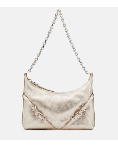 Givenchy Voyou Party Metallic Leather Shoulder Bag - Natural