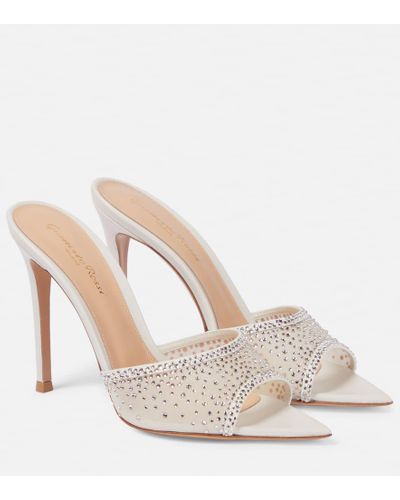 Gianvito Rossi Mules Rania aus Mesh und Leder - Natur