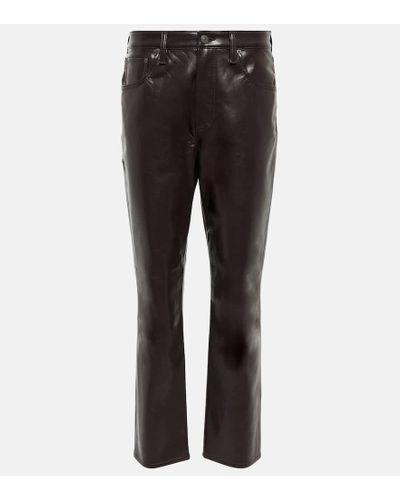 Citizens of Humanity Jolene High-rise Slim-fit Leather-blend Pants - Gray