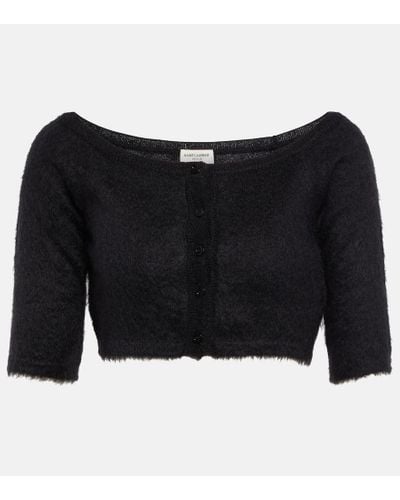 Saint Laurent Brushed Wool-blend Cardigan - Black
