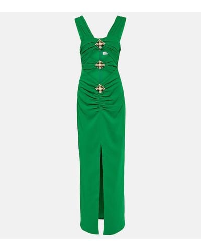 Self-Portrait Embellished Cutout Crepe Gown - Green