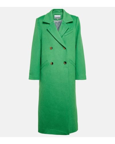 Ganni Wool-blend Coat - Green