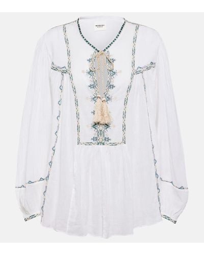 Isabel Marant Bestickte Bluse Silekiage aus Baumwolle - Weiß