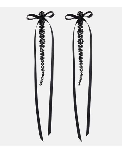 Simone Rocha Bow-embellished Crystal Drop Earrings - Black