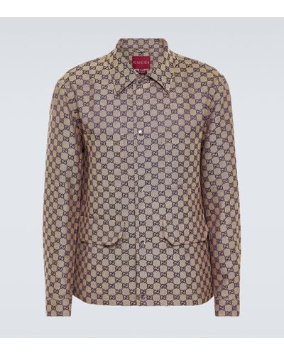 Gucci GG Linen-blend Canvas Jacket - Brown