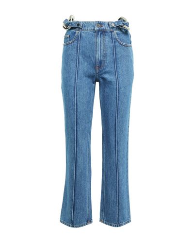 JW Anderson Chain-detail High-rise Cropped Jeans - Blue