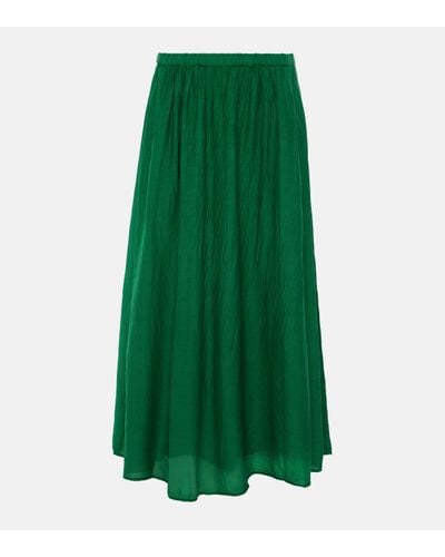 Velvet Mariela Cotton And Silk Maxi Skirt - Green