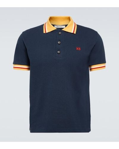 Wales Bonner Sun Cotton Polo Shirt - Blue