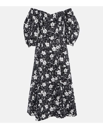 Polo Ralph Lauren Robe fleurie aux épaules dégagées en lin - Noir
