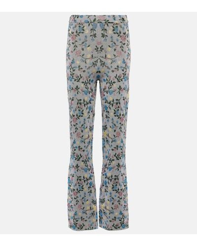 Rabanne Metallic Floral High-rise Flared Trousers - Grey