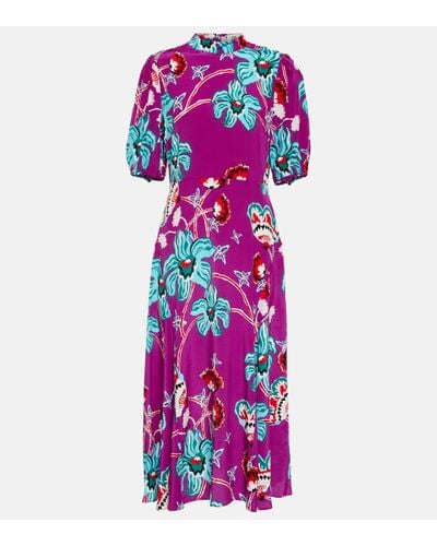 Diane von Furstenberg Nella Floral Midi Dress - Purple
