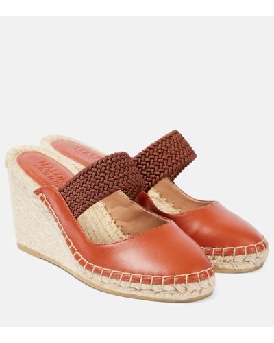 Malone Souliers Siena 70 Leather Espadrille Wedges - Brown