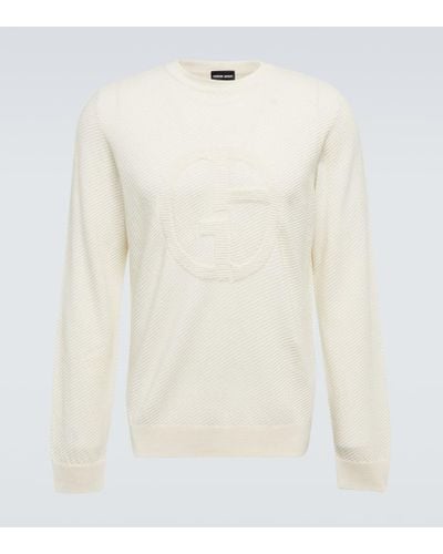Giorgio Armani Pullover in lana con logo - Bianco