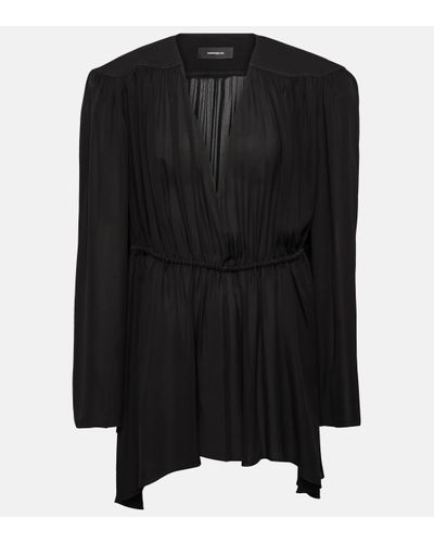 Wardrobe NYC Asymmetric Silk Minidress - Black