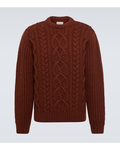 Dries Van Noten Cable-knit Wool Jumper - Brown