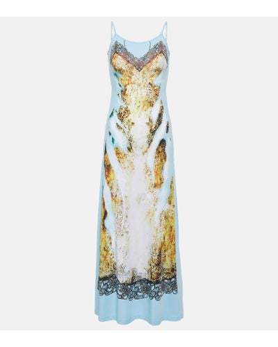 Y. Project Printed Lace-detail Maxi Dress - Blue