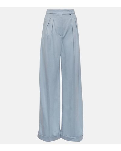 Max Mara Faraday Virgin Wool Wide-leg Trousers - Blue