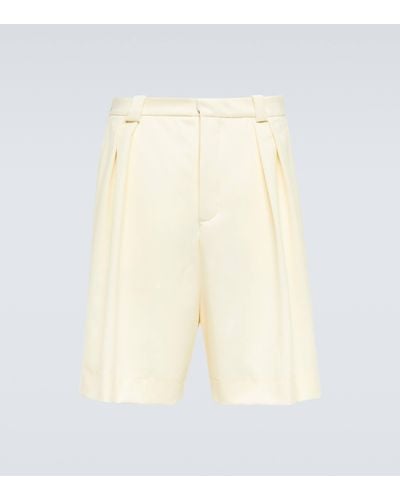 King & Tuckfield Pleated High-rise Wide-leg Wool Shorts - Natural