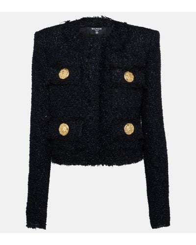 Balmain Lurex Tweed Short Jacket - Blue