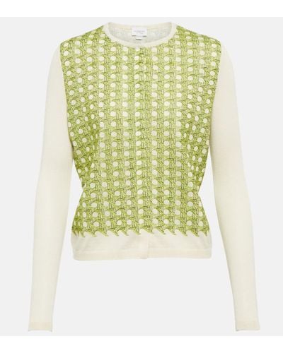 Giambattista Valli Patterned Cashmere And Silk Cardigan - Green