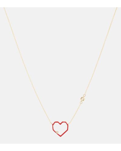 Aliita Halskette Heart aus 9kt Gelbgold mit Diamanten - Weiß