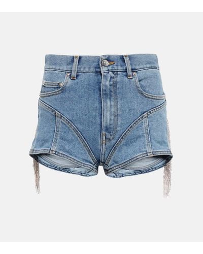 Mugler Shorts di jeans Spiral a vita alta - Blu