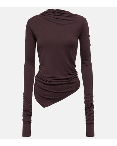 Rick Owens Lilies Draped Jersey Top - Brown