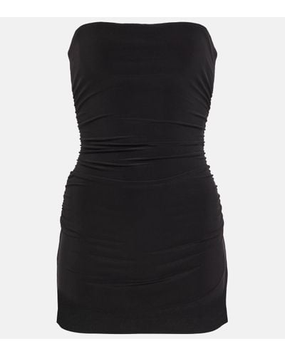 Norma Kamali Ruched Bandeau Jersey Minidress - Black