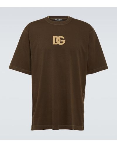 Dolce & Gabbana T-Shirt aus Baumwolle DG-Logoprint - Braun