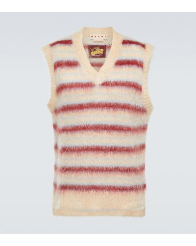 Marni Striped Wool-blend Vest - Pink