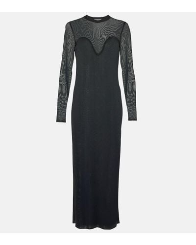 Nina Ricci Mesh Semi-sheer Maxi Dress - Black