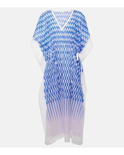 Dries Van Noten Printed Cotton And Silk Midi Dress - Blue