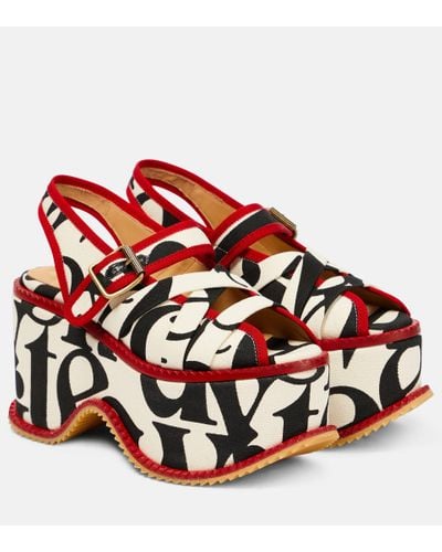Vivienne Westwood Northern Sole Printed Canvas Platform Sandals - Red