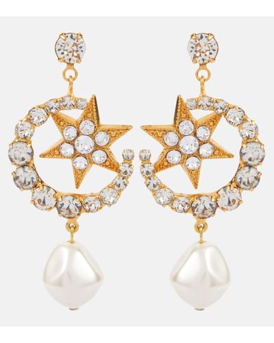 Jennifer Behr Kepler Embellished Gold-plated Drop Earrings - White