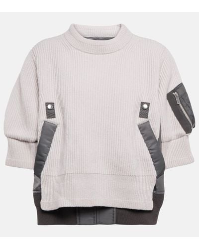 Sacai Layered Wool Sweater - Gray