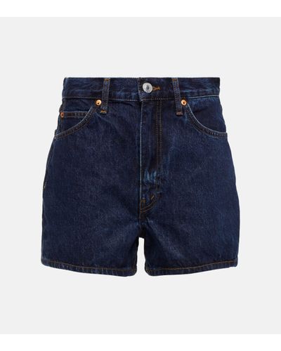 RE/DONE The Midi High-rise Denim Shorts - Blue