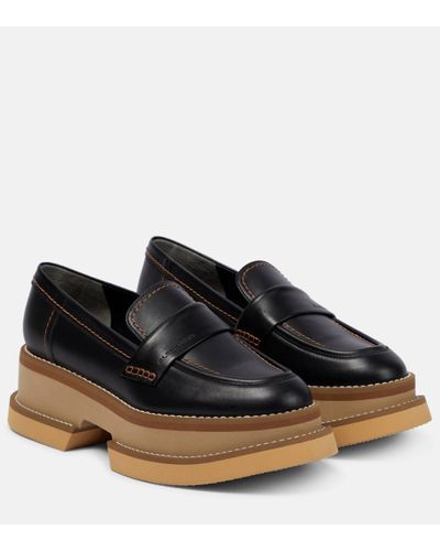 Robert Clergerie Banel Leather Platform Loafers - Black