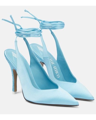 The Attico Venus Embellished Satin Court Shoes - Blue